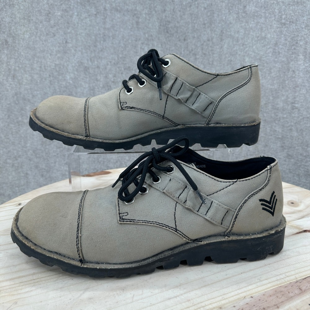 T.U.K. Canvas Creepers Mens 12 Grey Lug Sole Cap Toe Lace Up Low Top Shoes
